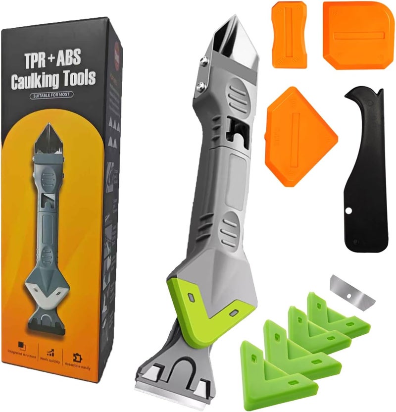 eweek 9 in 1caulk smoothingand Grouting Tool, silicone remover，Sealant Trimming and Removal Tool with Grout Squeegee for Bathrooms, Windows, Doors, Kitche - Image 1